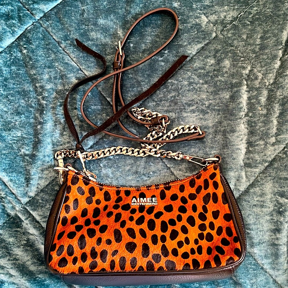 NWOT Aimee Kestenberg cheetah print calf hair / leather purse